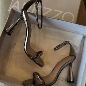 Arezzo Metallic High Flared Heel Sandals