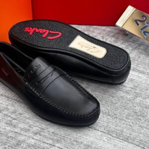 Clarks Black Leather Penny Loafers