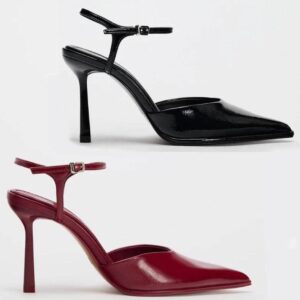 Heel Leather Shoes with Ankle Strap