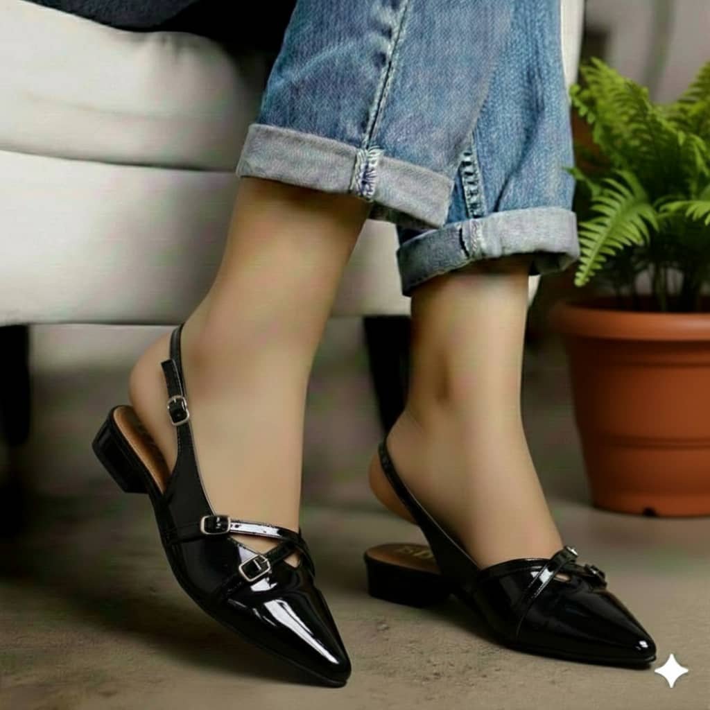 Crossover Buckled Slingback Flats