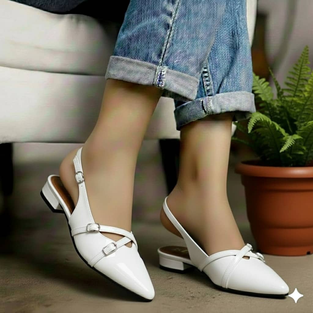 Crossover Buckled Slingback Flats - Image 2