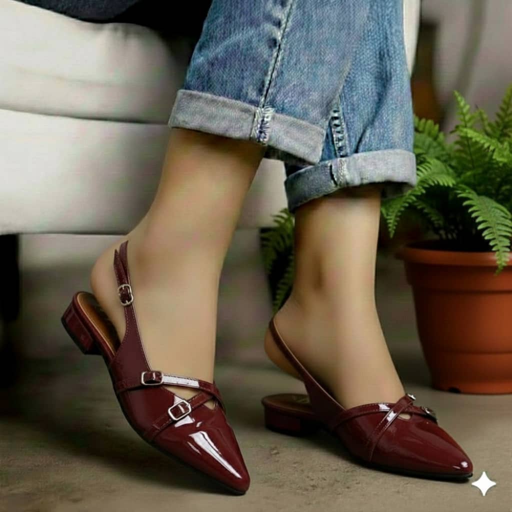 Crossover Buckled Slingback Flats - Image 3