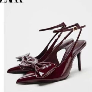 Slingback Heeled Shoes with Bow