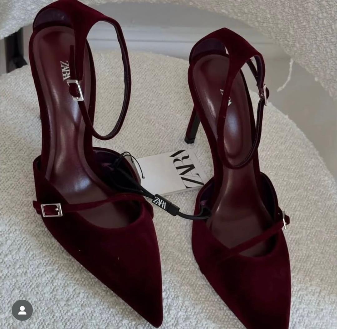 Velvet Effect High-Heel Slingback Shoes