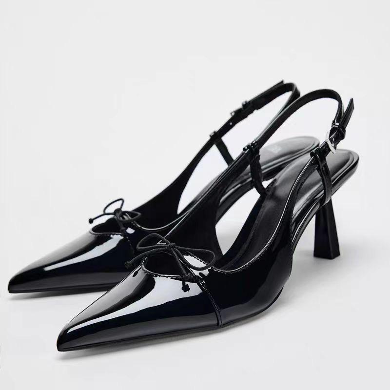 Zara Patent Finish Kitten Heel Slingbacks