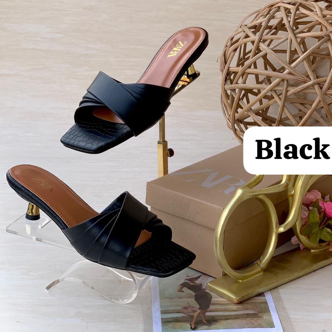 Zara black Crossover Kitten Heel Mules - Image 3