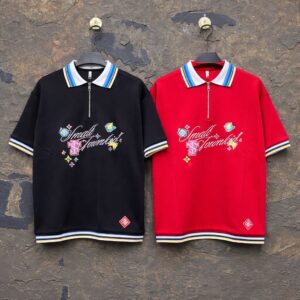 Zipper Waffle Polo Shirt