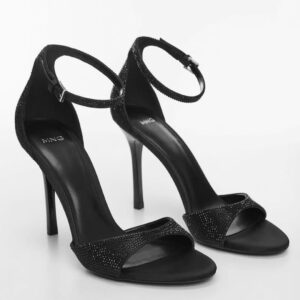 Heeled Sandals with Rhinestone Straps