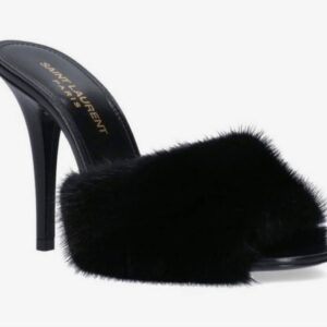 Prada Shearling-Trimmed Leather Mules