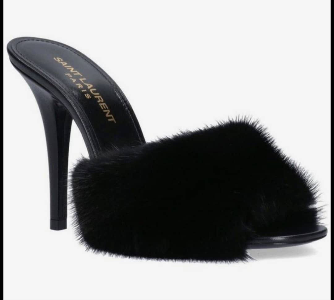 Prada Shearling-Trimmed Leather Mules