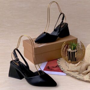 Zara Pointed Toe Block Heel Slingback Pumps