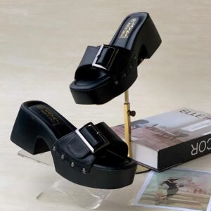 Platform  Leather Slide