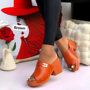 Brown Platform Block Heel Sandals
