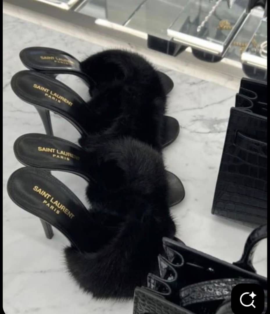 Prada Shearling-Trimmed Leather Mules - Image 3