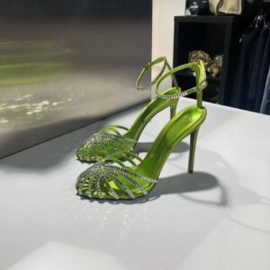 Zara High-Heel Vinyl Sandals with Rhinestones