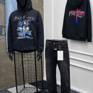 luxury branded Pink Floyd hoodie X jean combo
