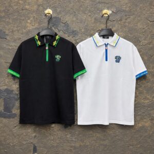 luxury casblanca quarter-zip polo shirt