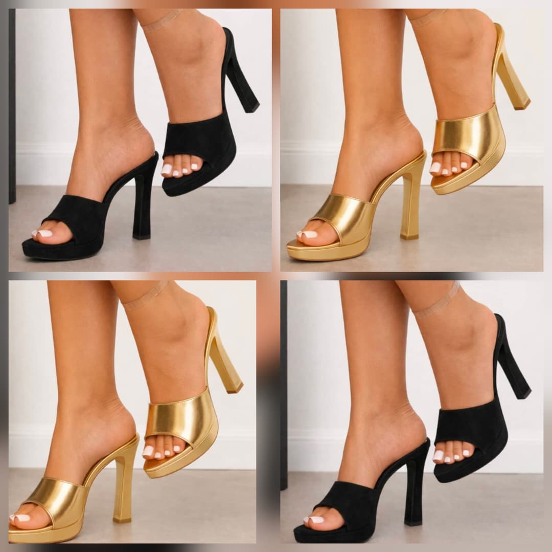 Open-Toe Platform Block Heel Sandals