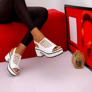 Caged Platform Block Heel Sandals