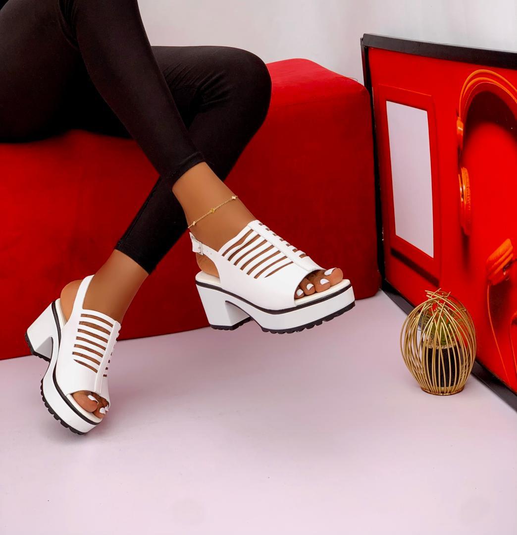 Caged Platform Block Heel Sandals