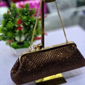 Rhinestone Mesh Slouchy Clutch Bag