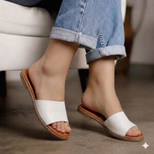 Flat Stock Leather Slippers
