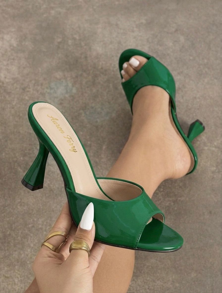 Open-toe, single-band heeled mule - Image 9