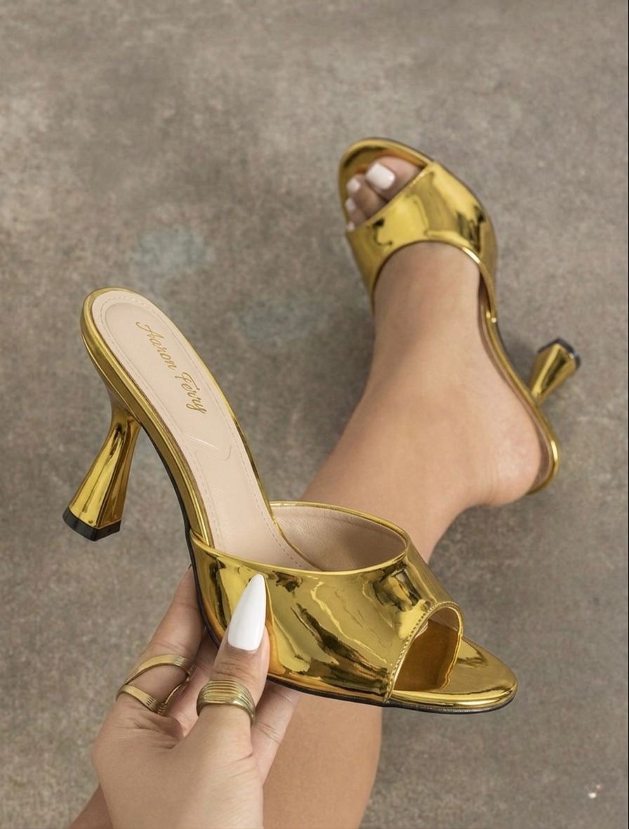 Open-toe, single-band heeled mule - Image 3