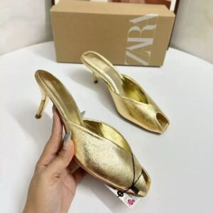 Zara Heeled Peep-Toe Mules
