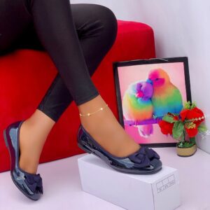 Low-Heel Ballet Flats with Bow Accent