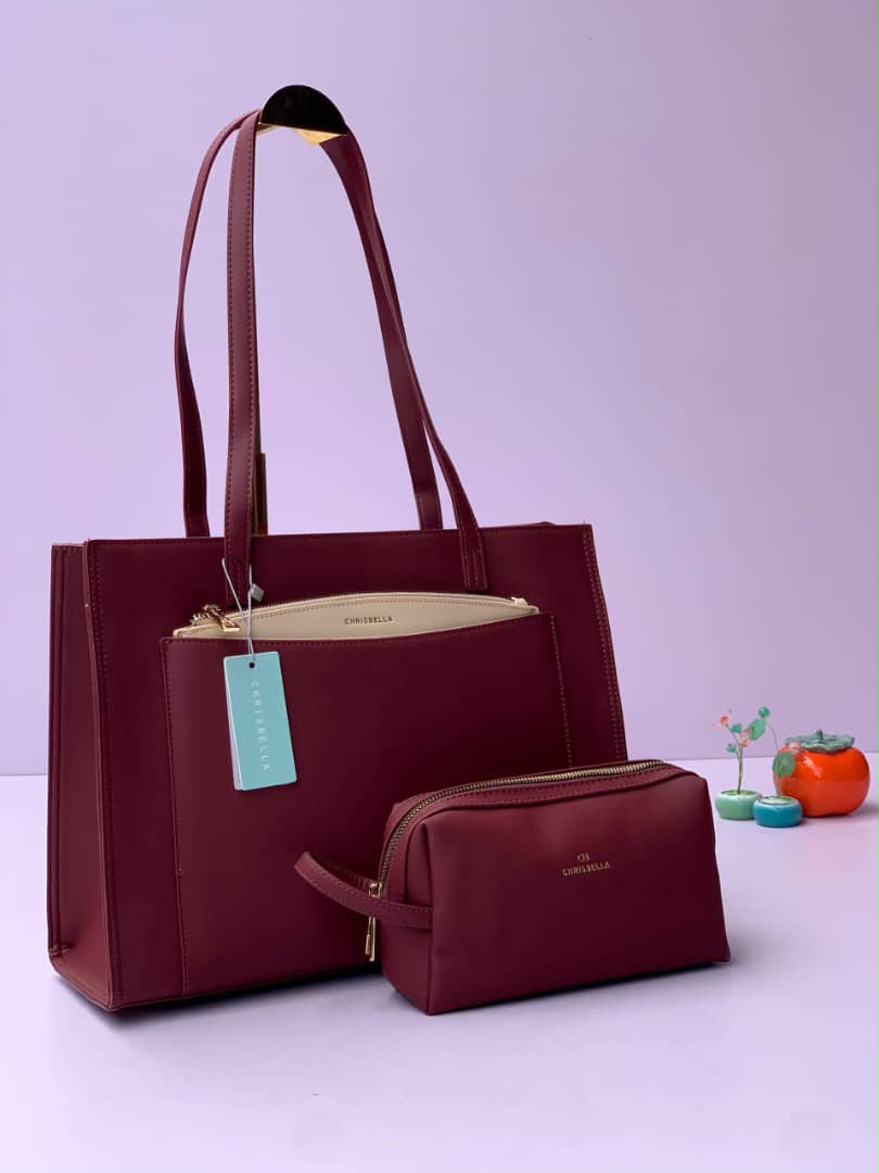 Chrisbella Structured 2-in-1 Top-Handle Tote Bag Set with matching cosmetic pouch - Image 5
