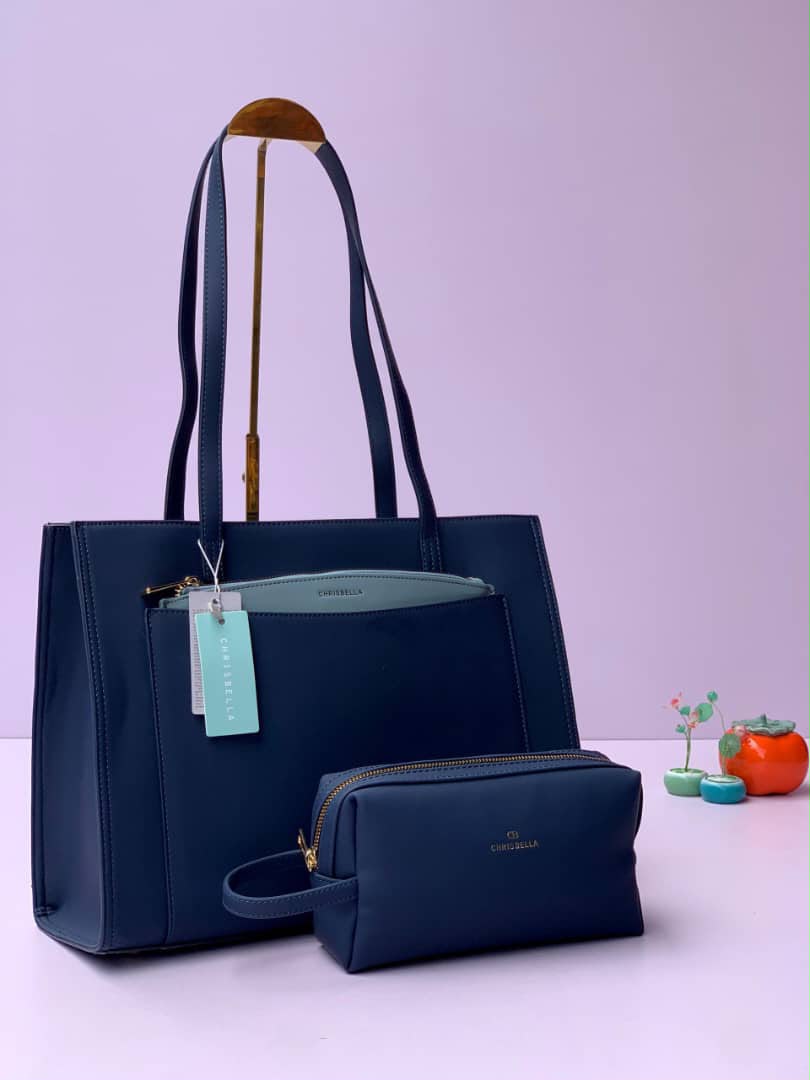 Chrisbella Structured 2-in-1 Top-Handle Tote Bag Set with matching cosmetic pouch - Image 4