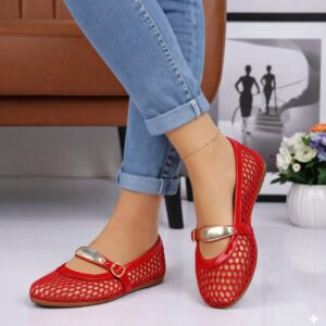 Fishnet Mesh Mary Jane Flats