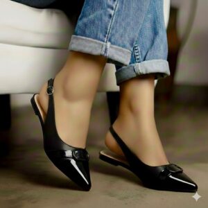 Pointed-Toe Low Heel Slingbacks
