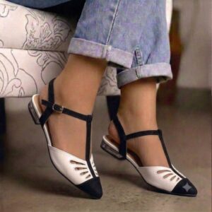 T-Strap Cap-Toe Sandals